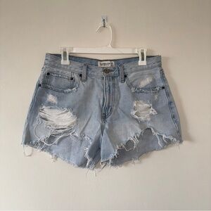 Abercrombie and fitch mid rise boyfriend distressed shorts light wash 30/ 10